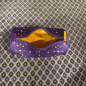 RETRO CLINIQUE PURPLE AND ORANGE COSMETICS  CASE WITH CUTOUTS